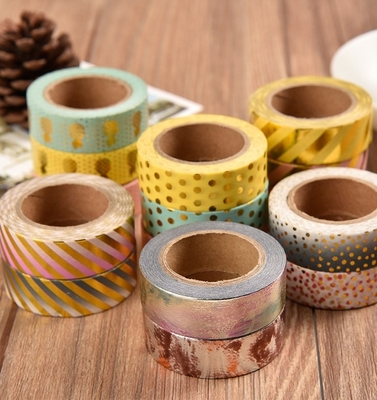 Heat Resistant Single Rolls 15mm*10m Different Design Gold Foil Washi Tapes